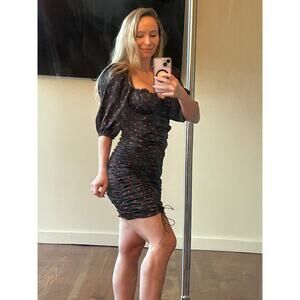 For Love & Lemons Melrose Ruched Bustier Mini Dress - Polka Dot Small